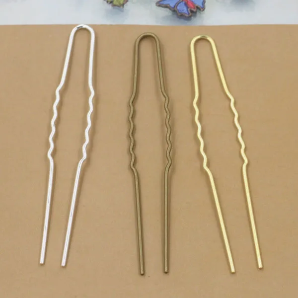 free shipping!!! Hairpins 4 Colors Plated U Shape Hair Pins Blank Base