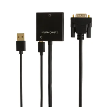

VGA to HDMI,(3.3FT) VGA to HDMI Convert Cable with Micro USB Cable for Audio, Support Video & Audio , Black