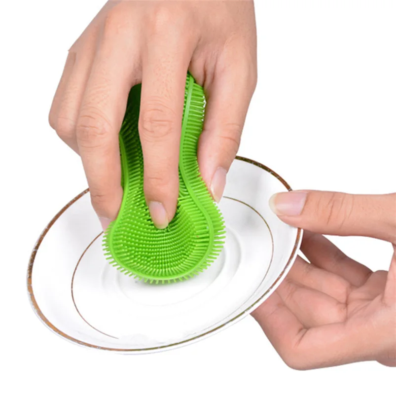 

1Pc Silicone Dish Washing Kitchen Towel Dish Cloth Washing Towel Bathroom Cute Hanging Cleaning Cloth #N21