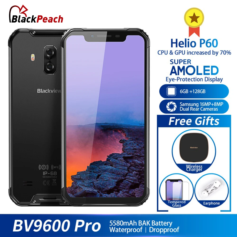 Blackview BV9600 Pro IP68 Водонепроницаемый Helio P60 6 ГБ + 128 мобильного телефона Android 8 1 21 &quot19:9