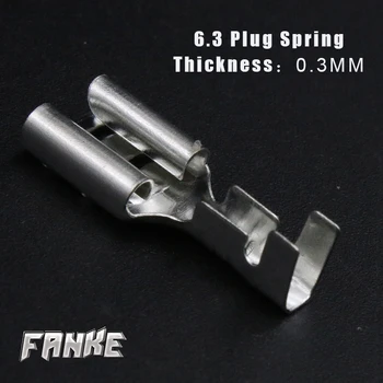 

100pcs/lot Tin-Plated 6.3 Plug Spring (Thickness:0.3MM) Non-insulated Cold Wire Terminals Enable Plug-pull Car Speaker Terminals