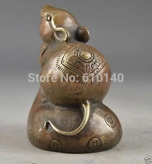 

Chinese Old Brass Handwork Hammered Mouse Exorcist God Of Wealth Statue