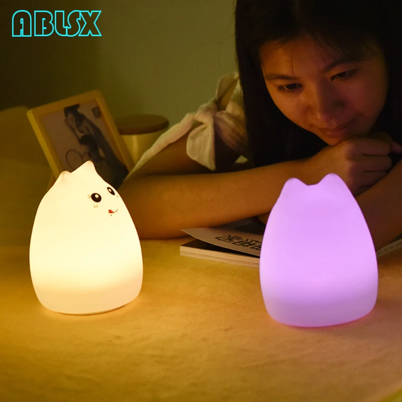 СВЕТОДИОДНЫЙ ночник в виде кота из мультфильма, 3D светильник в виде животного, ночник для детей, Рождественский светильник, 7 цветов, изменен ночной Светильник s