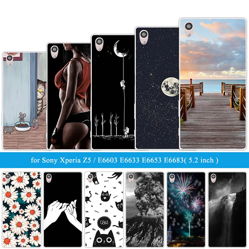 

5.2inch For Sony Xperia Z5 Cover Soft TPU Silicone Protective Fundas DIY For Sony Z5 E6603 E6633 E6653 E6683 Wooden Phone Cases