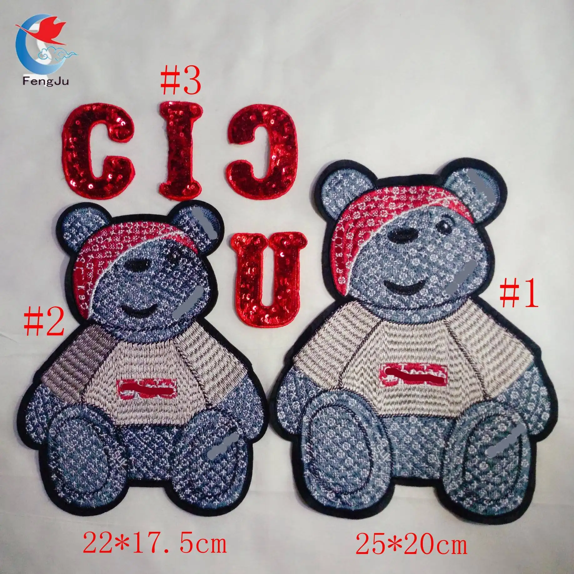 

FengJu 1pc Bear Embroidered Patches for Clothes T-shirt Iron on/sew on Patches Decorative Patches Repair Decoration fabric new
