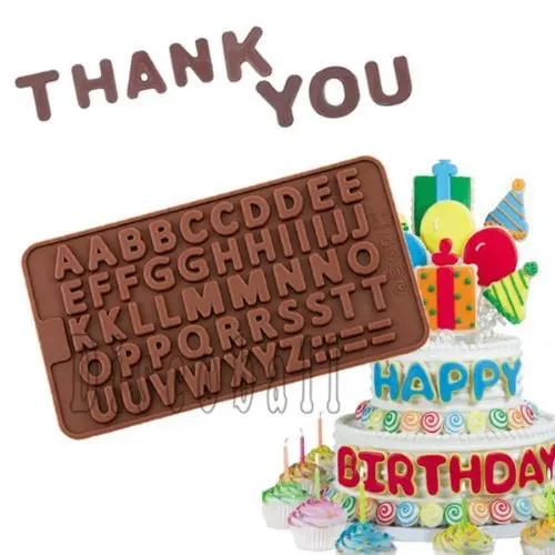 

Free shipping Letter Alphabet Silicone Cake Topper Mould Chocolate Fondant Cookies Ice Mold