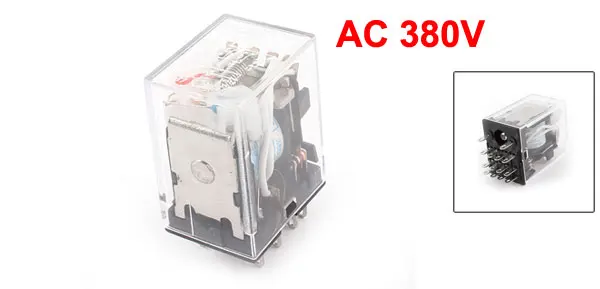 HH54PL AC 380V Coil 4P2T Green LED Lamp Light General Purpose Power Relay