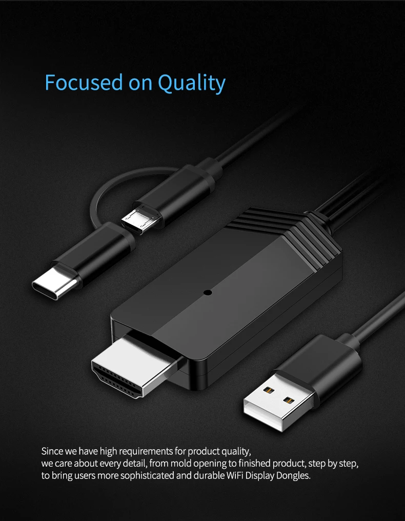 Кабель HDMI LD24 tv stick с разъемом Micro USB и type-C DLNA Miracast Anycast Mirroring для смартфонов Android планшетов