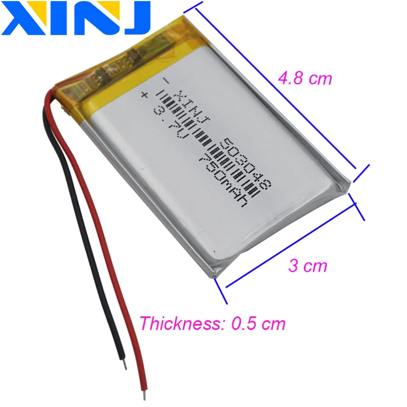 XINJ 3,7 V 750 mAh литий-полимерный перезаряжаемый аккумулятор LiPo 503048 для gps музыкального плеера MP4 рекордер для вождения камеры Автомобильный видеорегистратор dvc