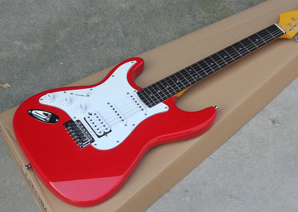 

Factory Custom Red Left Handed Electric Guitar with Rosewood Fretboard,Chrome Hardware,SSH Pickups,Can be Customized