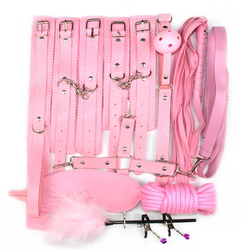 Online 10 Uds bdsm bondage juguetes sexuales para parejas accesorios exóticos PU sadomasoquismo sexo bondage Set Sexy esposas látigo cuerda productos sexuales