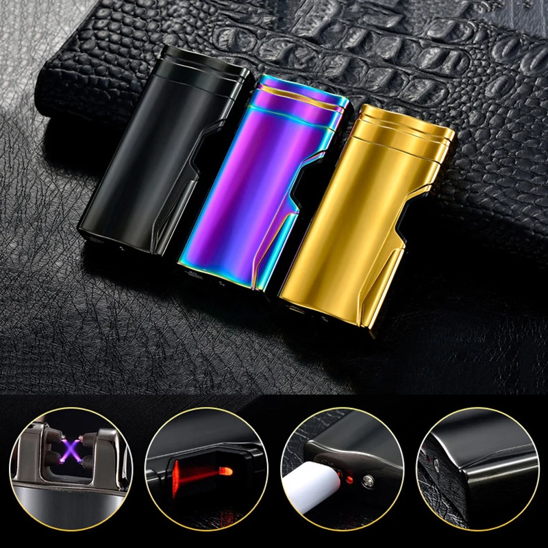 Pulsed Double Arc Electronic Cigarette Lighter USB Rechargeable Flameless Plasma Lighter Arc Electric Lighter Tobacco Smoking