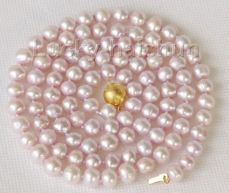 

FREE SHIPPING HOT sell new Style >>>>> 33" 9mm light purple near round freshwater pearls necklace j10172