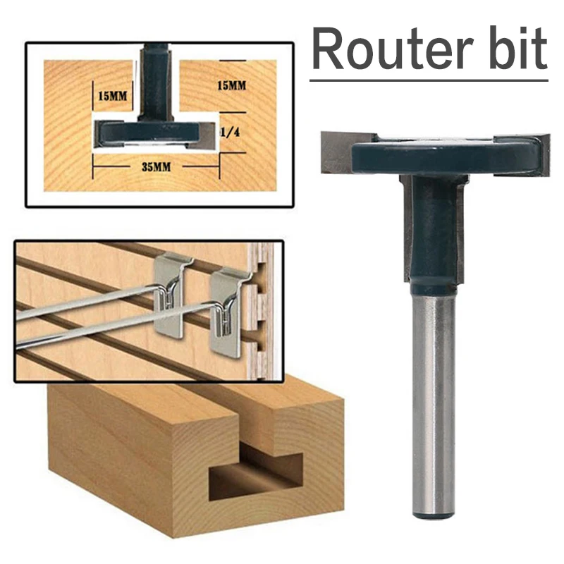 

1/4'' Shank Straight T-Track T-Slot Router Bits Milling Woodworking Cutter Tool Straight Edge Blade Router Bit