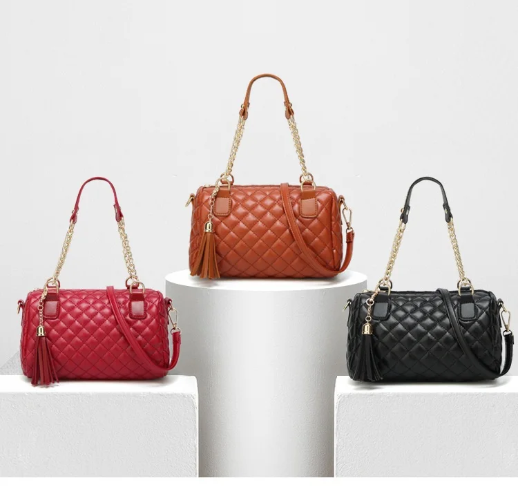 Diamond Lattice Women handbag Small Female Boston Totes tassel Crossbody Messenger Bags for women's Shoulder Bags Chain bolsas (2)