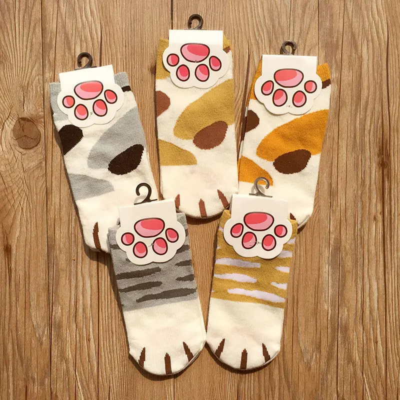 

Cotton Jacquard kawaii Cats Paw Socks Woman Lovely Animal Cartoon Pattern Ukraine Ankle Sock Girls Funny Sock New Design