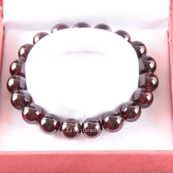 

Free Shipping Free Shipping Fine Jewelry 9MM AA 100% Natural Red Garnet Stretch Bracelet 7" with Gift Box RJ033
