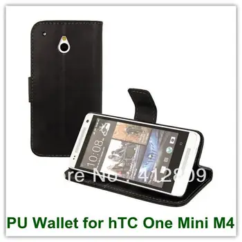 

Hot New Black Wallet Cards Slot Stand Case for hTC One Mini PU Wallet Mulit Stand Covers for hTC One Mini M4 Free Shipping
