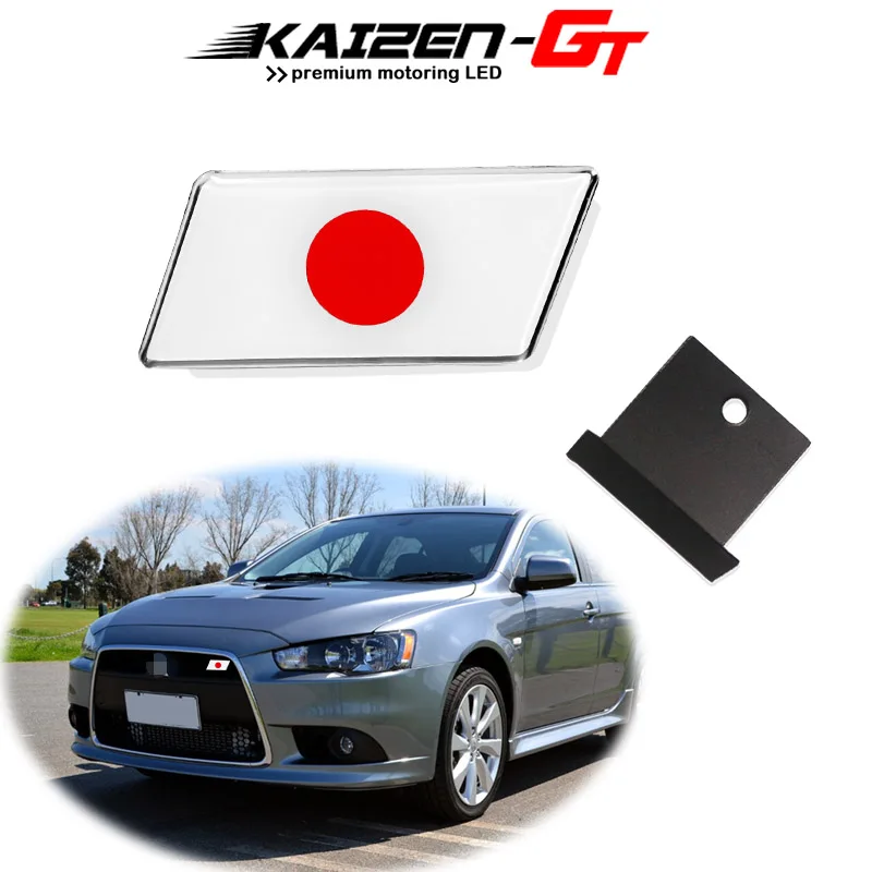 

Universal JDM Japan Flag Style Emblem Badge Aluminum Plate Sticker with Mounting Hardware Kit For Car Front Grille Decor Decal