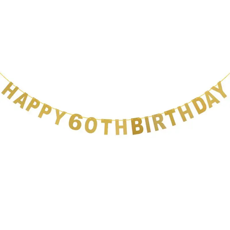 Aliexpress.com : Buy 5M Happy 60th Birthday Glitter Golden Garland ...