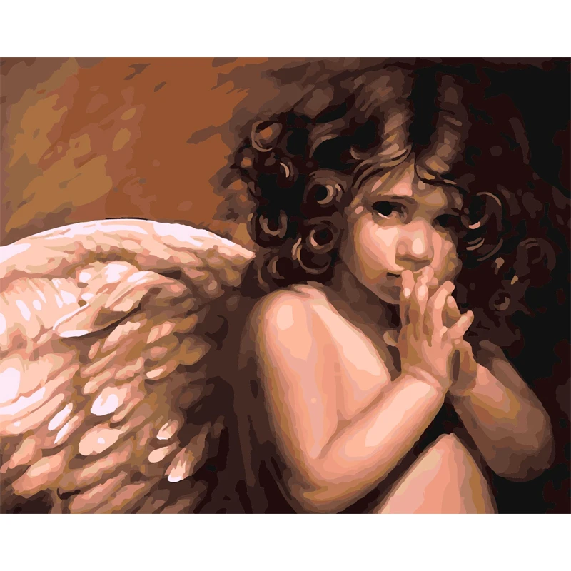 Ange Bebe Photos Peinture By Nombre Diy Numerique Peinture A L Huile Sur Toile Travail Manuel Unique Cadeau Colore Cheval 40x50 Cm Aliexpress
