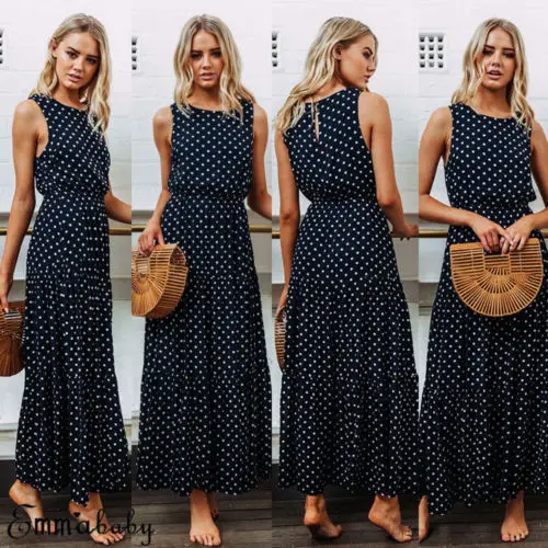 navy polka dot dress outfit