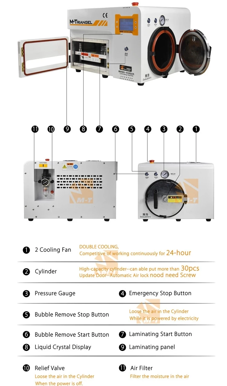 LCD Separator Bubble Remove Machine OCA Build-in Pump Vacuum Laminating Screen Repair Machine Kit For Smart Phone Refurbish