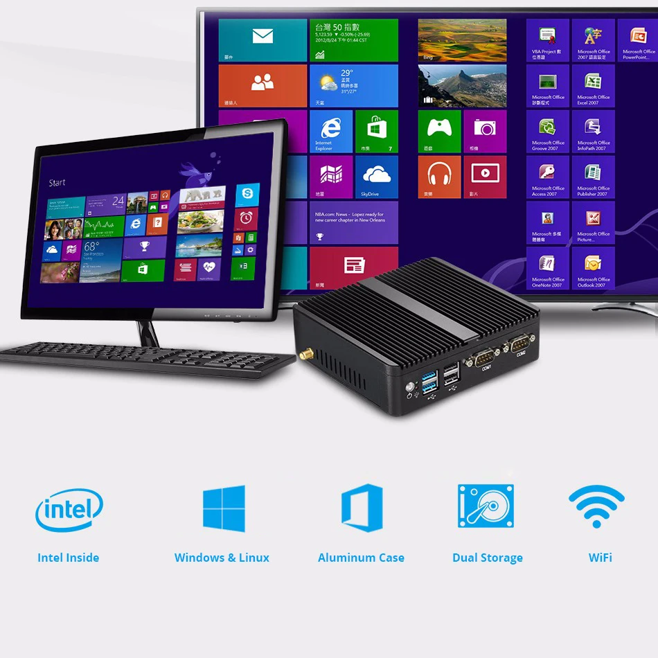 Мини ПК Windows 10 Intel Celeron 3755 J1800 J1900 Pentium 3805U Miciro компьютер 2* Gigabit Ethernet 2* RS232 4* USB промышленный ПК