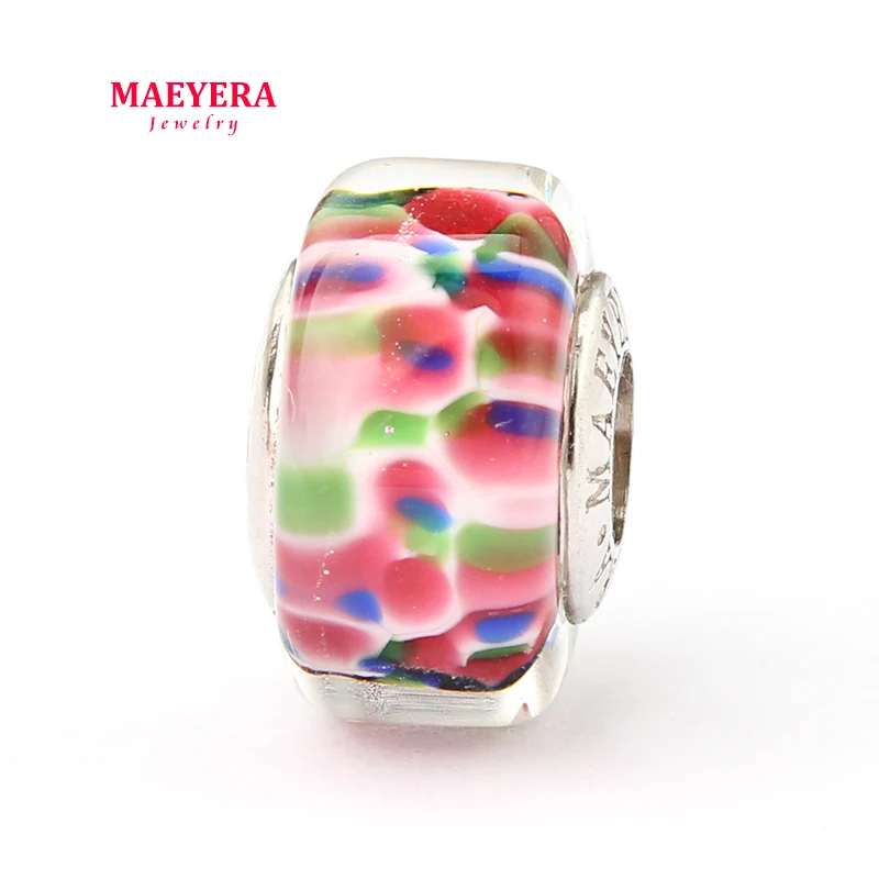 MAEYERA Аутентичные бусины из стерлингового серебра 925 пробы с цветными точками