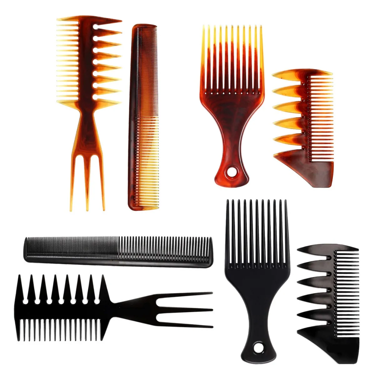 

4pc Double Side Tooth Combs Fish Bone Shape Hair Comb Barber Anti-static Hair Dyeing Cutting Coloring Brush Man Hairstyling Tool