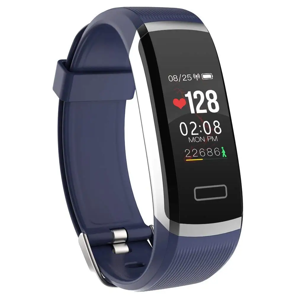 Wearpai цветной экран Смарт-браслет GT101 Водонепроницаемый 24 часа монитор сердечного ритма фитнес-трекер Bluetooth Смарт-часы для спорта - Цвет: silverblue