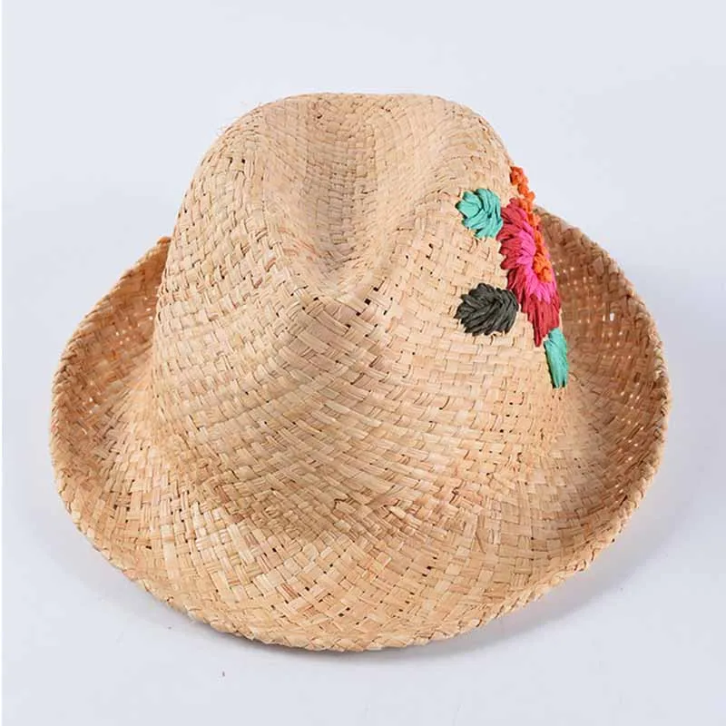 QPALCR 2019 النساء قبعات من القش بنما قبعة للوقاية من الشمس اليدوية الرافية الكرتون الأزهار التطريز واسعة حافة قبعة للشاطئ الأزياء الجاز كاب QPALCR 2019 النساء قبعات من القش بنما قبعة للوقاية من الشمس اليدوية الرافية الكرتون الأزهار التطريز واسعة حافة قبعة للشاطئ الأزياء الجاز كاب
