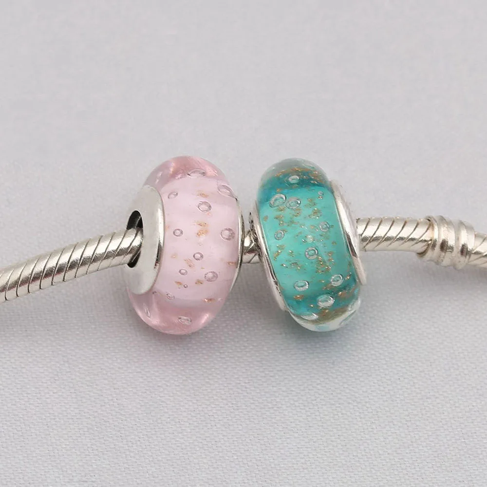 Authentic 925 Sterling Silver Bead Summer Bubble Glass Beads For Original Pandora Charm