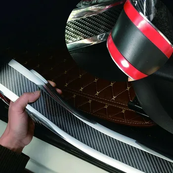 

Replacement 7cm*1m Car Panel Carbon Fiber Look Silver Anti Collision Strip Rubber Edge Stickers Accessories Guard Protector
