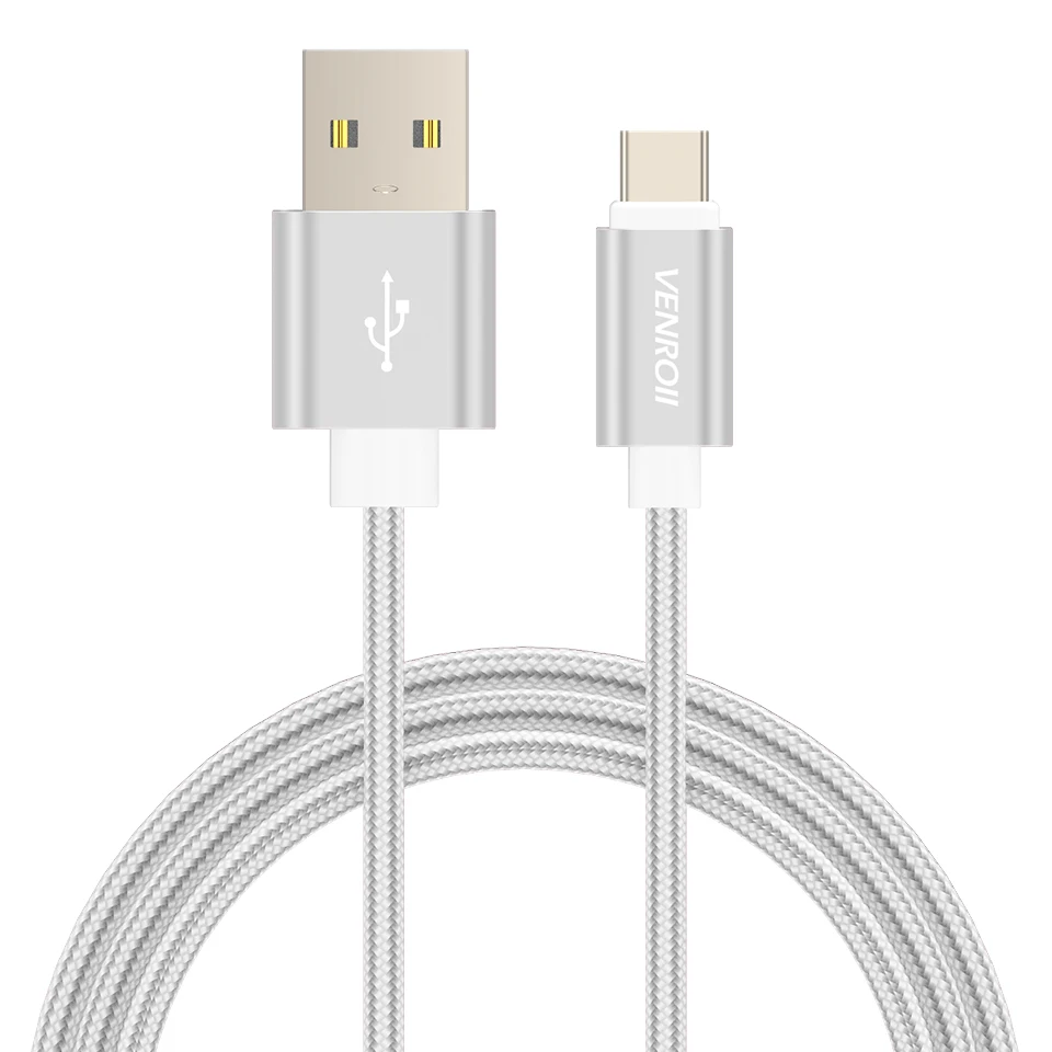 Быстрая зарядка usb type C кабель для передачи данных мобильного телефона для samsung S8 Xiaomi mi x Max 3 2 A2 2S 8 huawei P20 Pro mate 20 Lite - Цвет: Silver