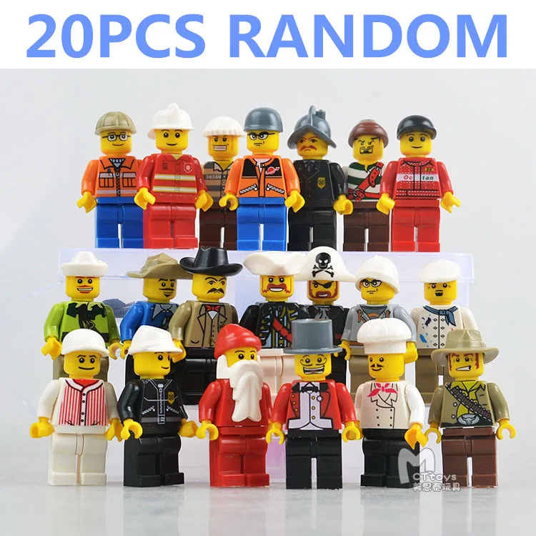 

20pcs/lot Different Minifigures Building Blocks Set Brick Santa Pirate Chef Police Compatible with Lego Toys for Boy Children