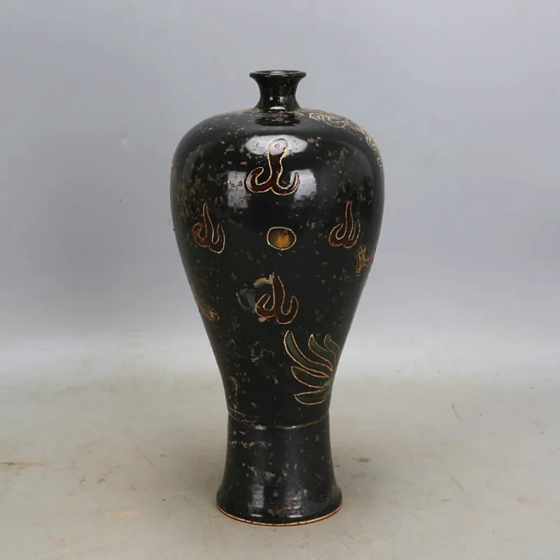 Керамическая ваза Song Dynasty с черной глазурью ручная работа дракон старая имитация