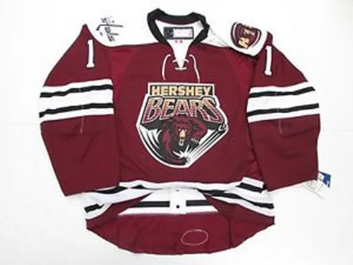 

HERSHEY BEARS #1 BRADEN HOLTBY MEN'S Hockey Jersey Embroidery Stitched Customize any number and name