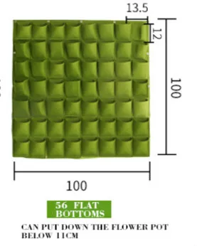 VOZZISOUE Горячая стена Висячие посадки бонсай сумки садовый горшок 9/18/25/36/49/56/64/81 карманы Verticale Tuin зеленые растут сумки - Цвет: B56 pockets100x100cm