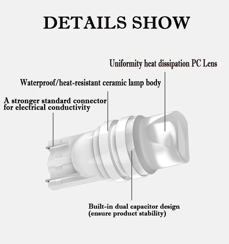 Сигнальная лампа T10 водить автомобиль керамические лампы W5W 194 Светодиодные лампы для автомобилей Белый 5W5 просвет Обратный Свет поворотные сигнальные огни 12В