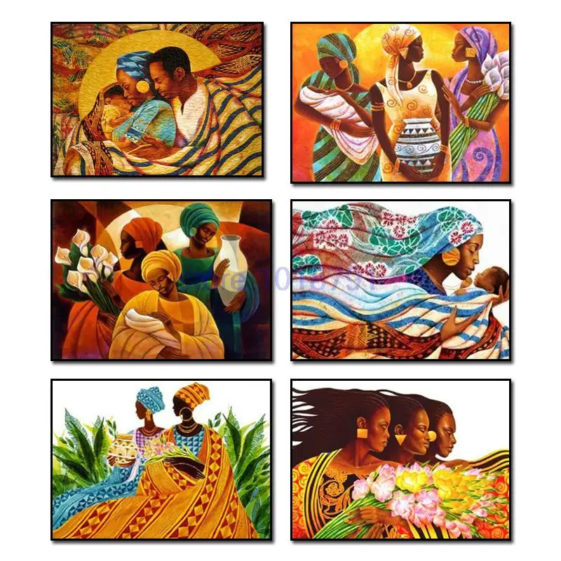 

Girl 3D DIY diamond painting cross stitch diamond embroidery Europe home decoration full square drill African girl series