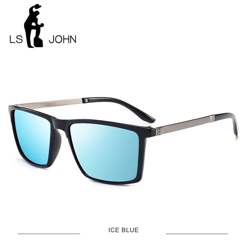 LS солнцезащитные очки бренда John мужские Поляризованные крупные зеркальные солнцезащитные очки для вождения мужские брендовые дизайнерские ретро очки для гольфа квадратные очки - Цвет линз: ICE BLUE