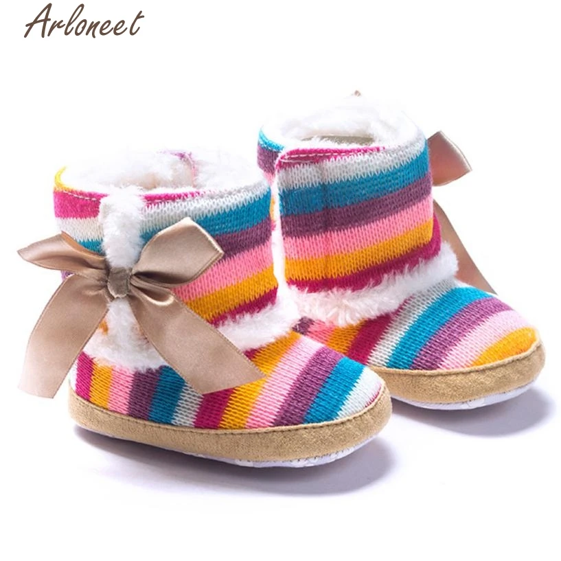 

Baby Girl Rainbow Soft Sole Snow Boots Soft Crib Shoes Toddler Boots
