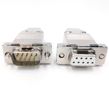 

DB9 VGA Plug D type connector metal case gold plated brass contactor 2 row 9pin port socket female Male adapter