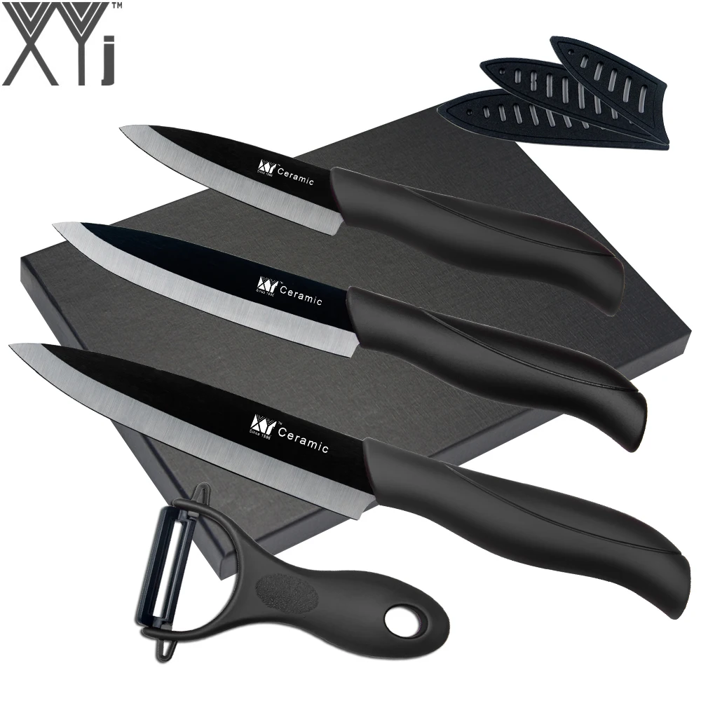 XYj Black Blade Kitchen Ceramic Cooking Knives Paring Utility Slicing