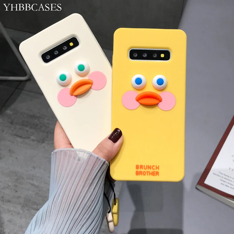 YHBBCASES смешной 3D Румяна утка мягкий чехол для samsung Galaxy S8 S9 S10 плюс карамельный цвет чехол на телефон с изображениями героев мультфильмов для samsung Note 8 9