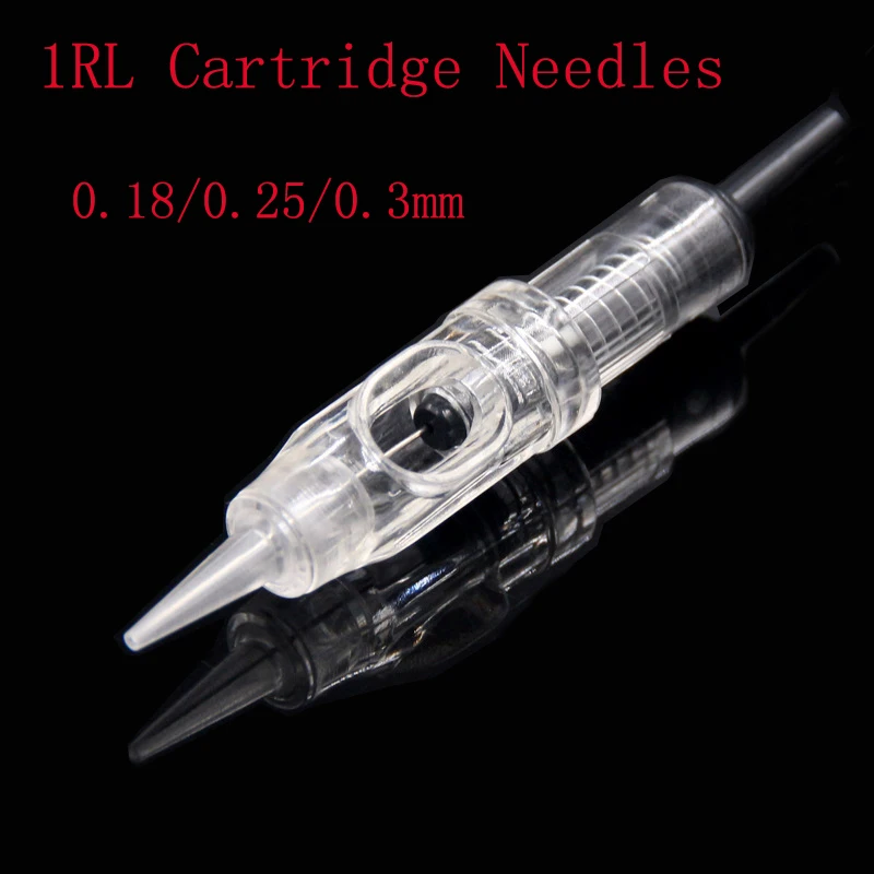 

100p 1RL Permanent Makeup Machine Needle 0.18/0.25/0.3mm Tattoo Eyebrow Lips Cartridge Needles for 600D-G Agulhas Easy Click pen