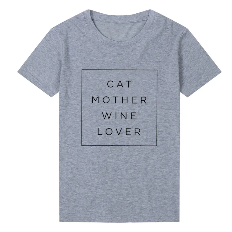 С котом для мамы винного любовника футболка размера плюс Забавные футболки с графикой женская одежда Лето кота футболка "Мама" Модные Топы Прямая