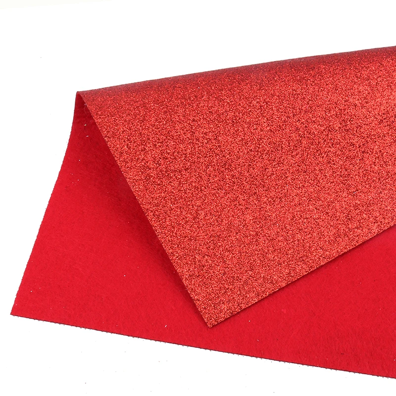 1.2mm thickness soft glitter non woven polyester felt DIY handmade home decoration sewing dolls material 21X30cm