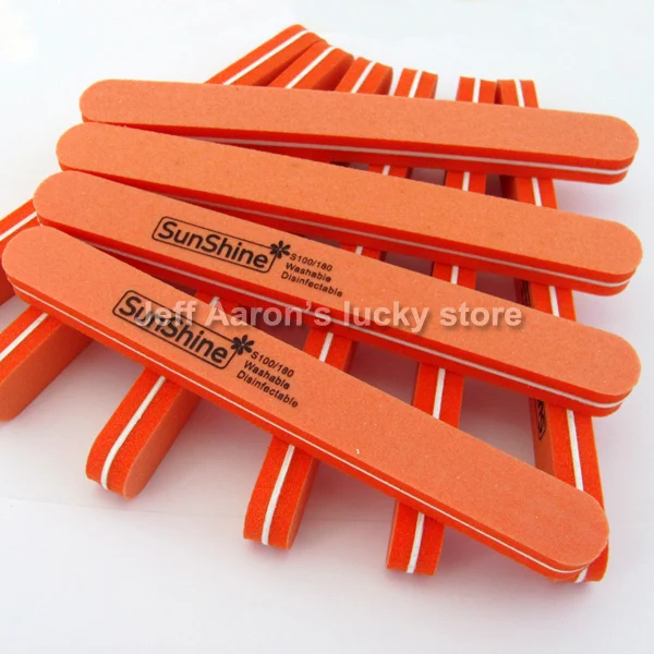 

10 PCS sponge nail art files polish buffer buffing sanding block shiner 100 180 orange Acrylic Nail Care Tool